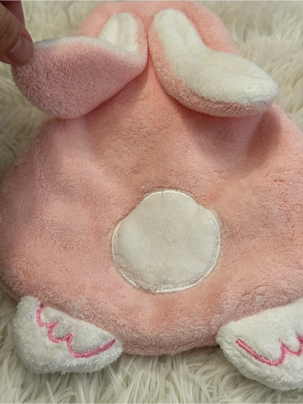 Cotton tail bunny pink plush hand towel bathroom kitchen hanging